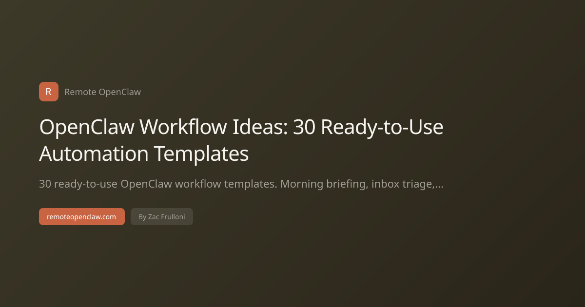 OpenClaw Workflow Ideas: 30 Ready-to-Use Automation Templates