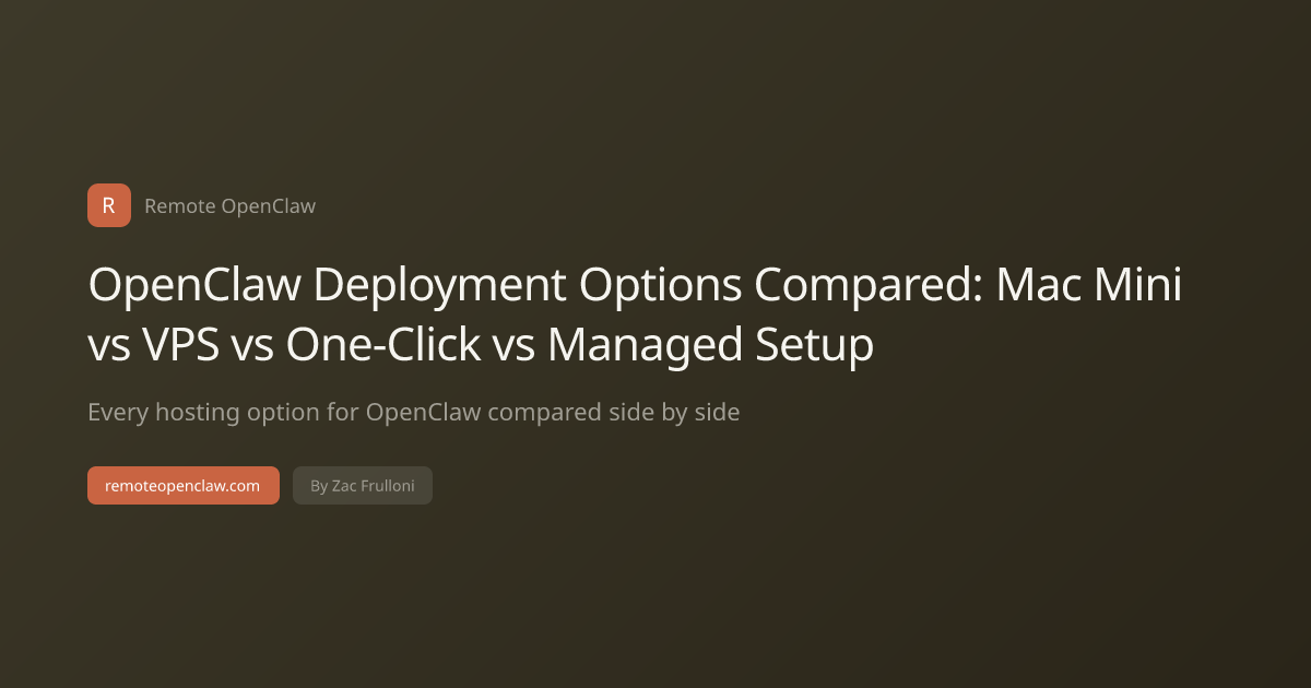 OpenClaw Deployment Options Compared: Mac Mini vs VPS vs One-Click vs Managed Setup