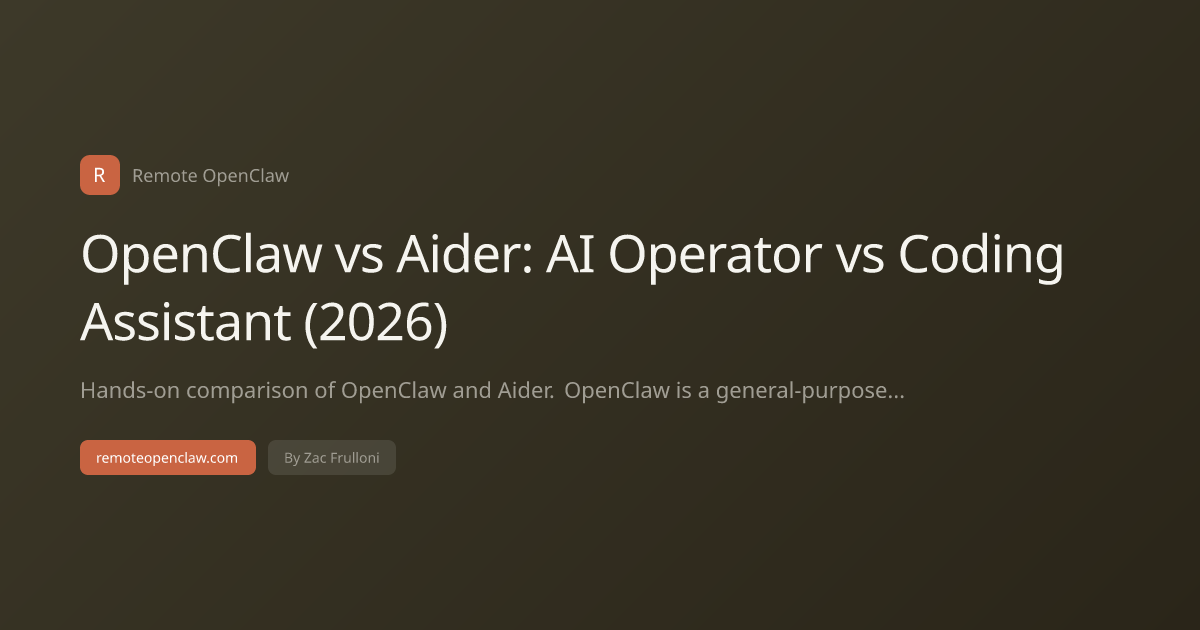 OpenClaw vs Aider: AI Operator vs Coding Assistant (2026)