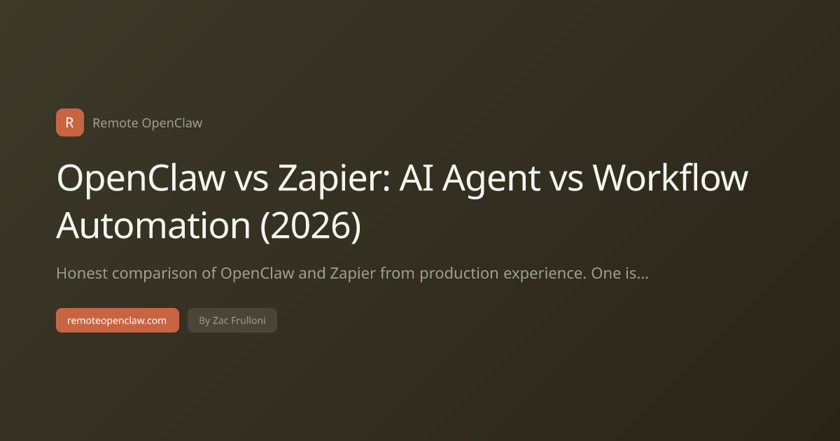 OpenClaw vs Zapier: AI Agent vs Workflow Automation (2026)