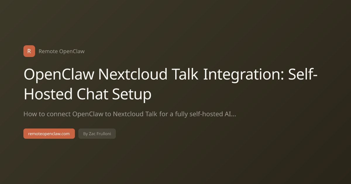OpenClaw Nextcloud Talk Integration: Self-Hosted Chat Setup