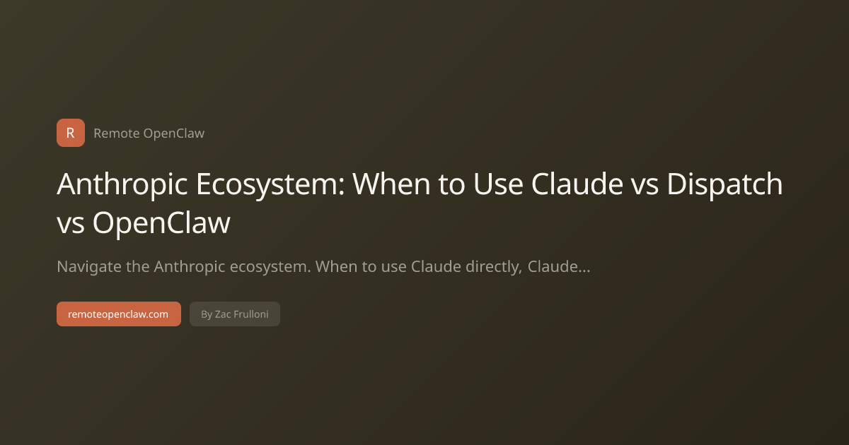 Anthropic Ecosystem: When to Use Claude vs Dispatch vs OpenClaw