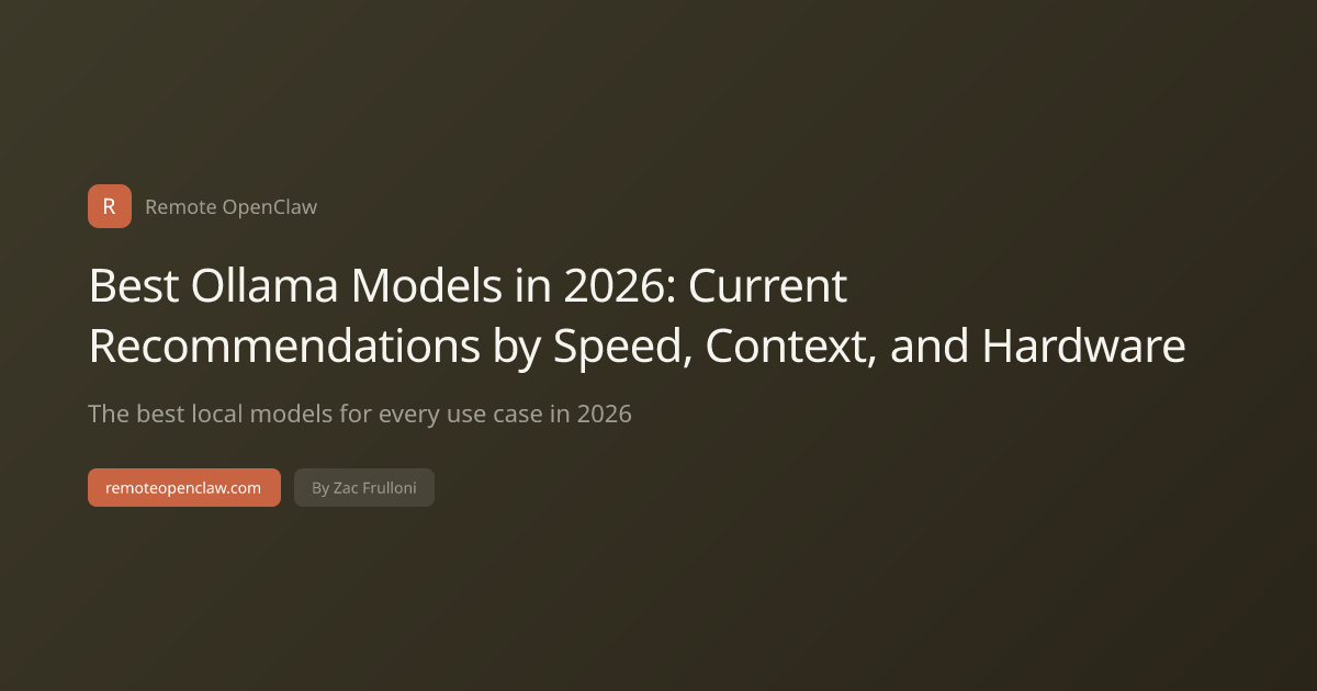 Best Ollama Models in 2026: Current Recommendations by Speed, Context, and Hardware