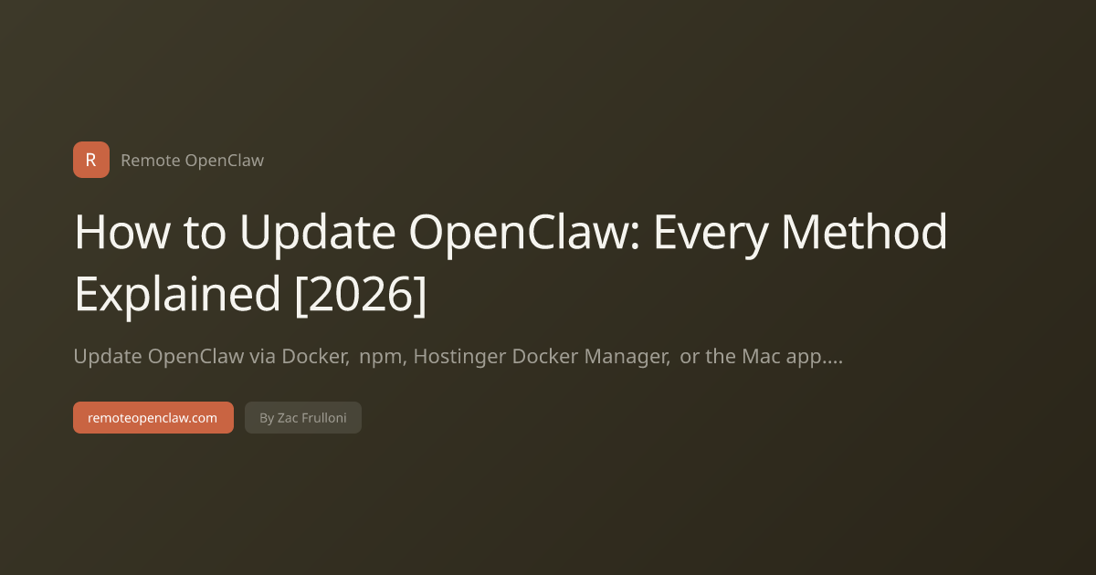 How to Update OpenClaw: Every Method Explained [2026]